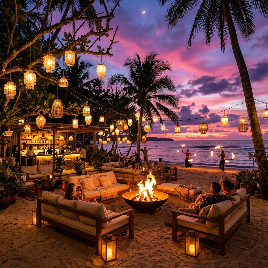 Mystical twilight cliffside lounge view in Siquijor